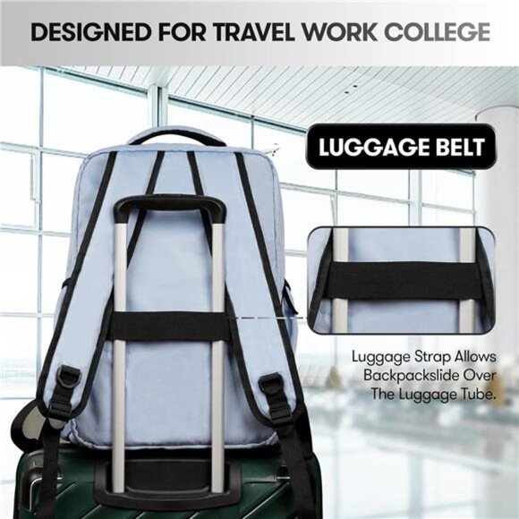 Travel Laptop Backpack, 17 inch Carry on Backpack Flight Approved. /light blue - Picture 5 of 6